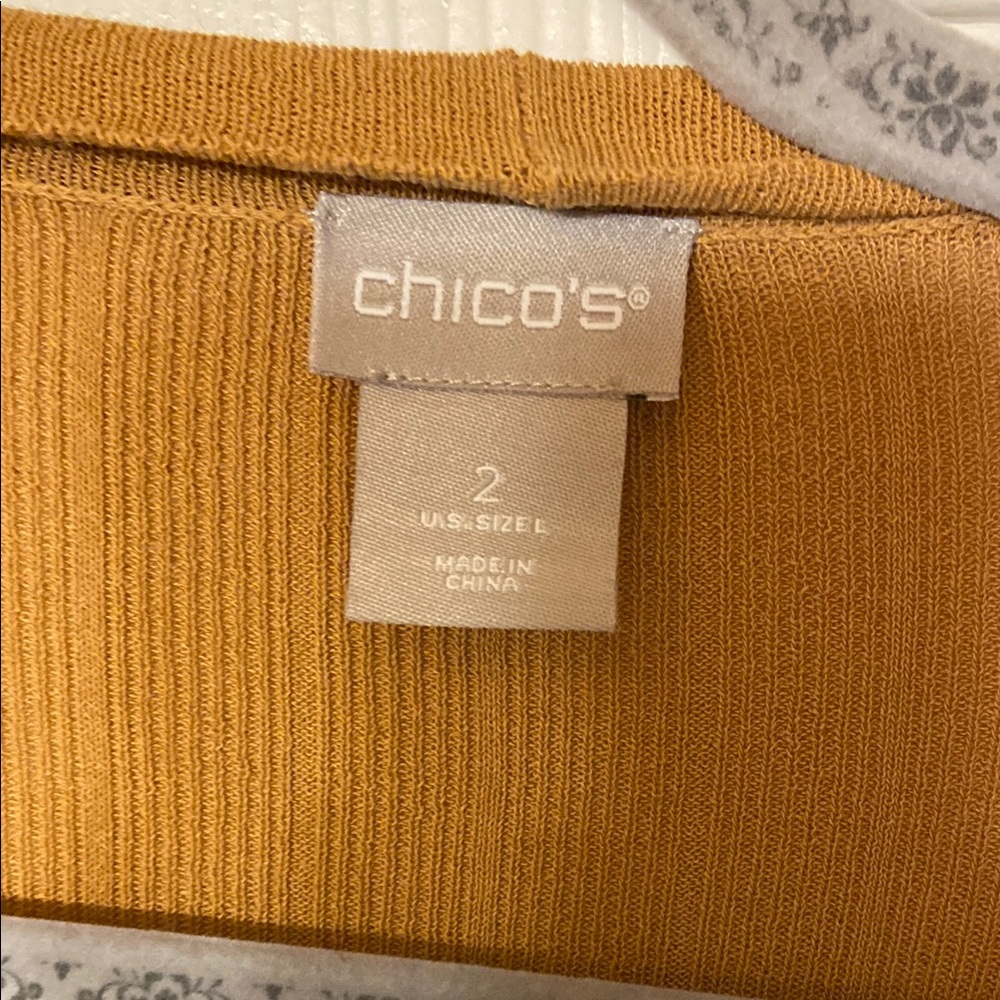 Chico's Mustard Cardigan Sweater - Picture 2 of 5